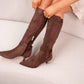Love Laura Suede Knee Boot In Chocolate