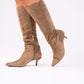 Love Laura Suede Knee Boot In Taupe