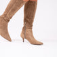 Love Laura Suede Knee Boot In Taupe