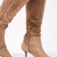 Love Laura Suede Knee Boot In Taupe