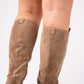 Love Laura Suede Knee Boot In Taupe