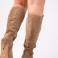 Love Laura Suede Knee Boot In Taupe