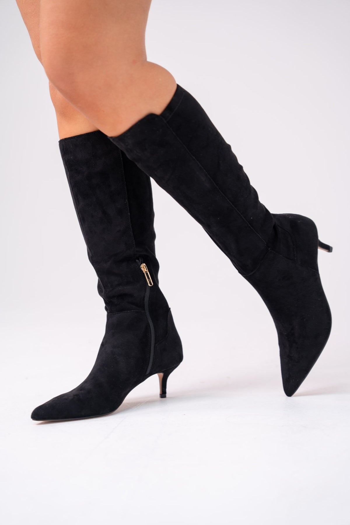 Love Laura Suede Knee Boot In Black