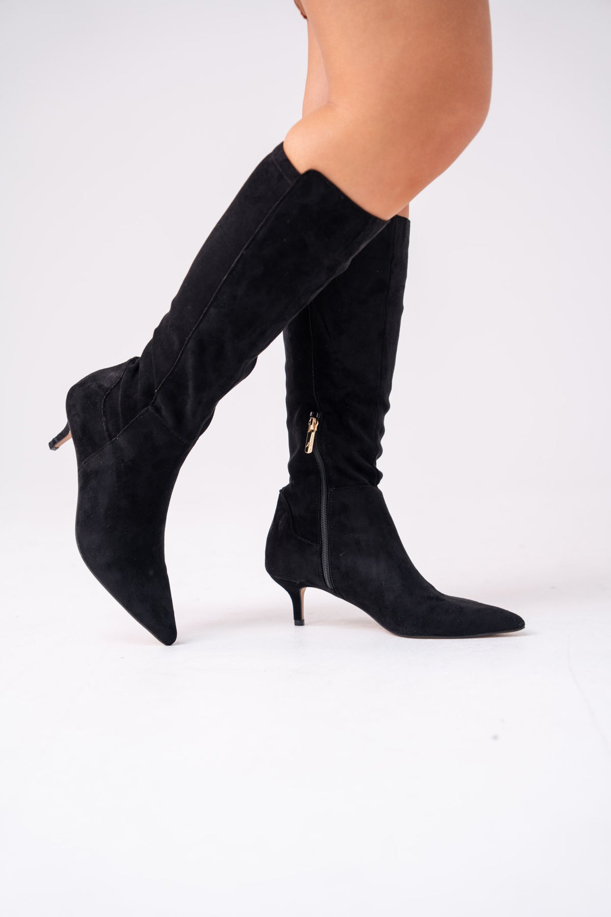 Love Laura Suede Knee Boot In Black