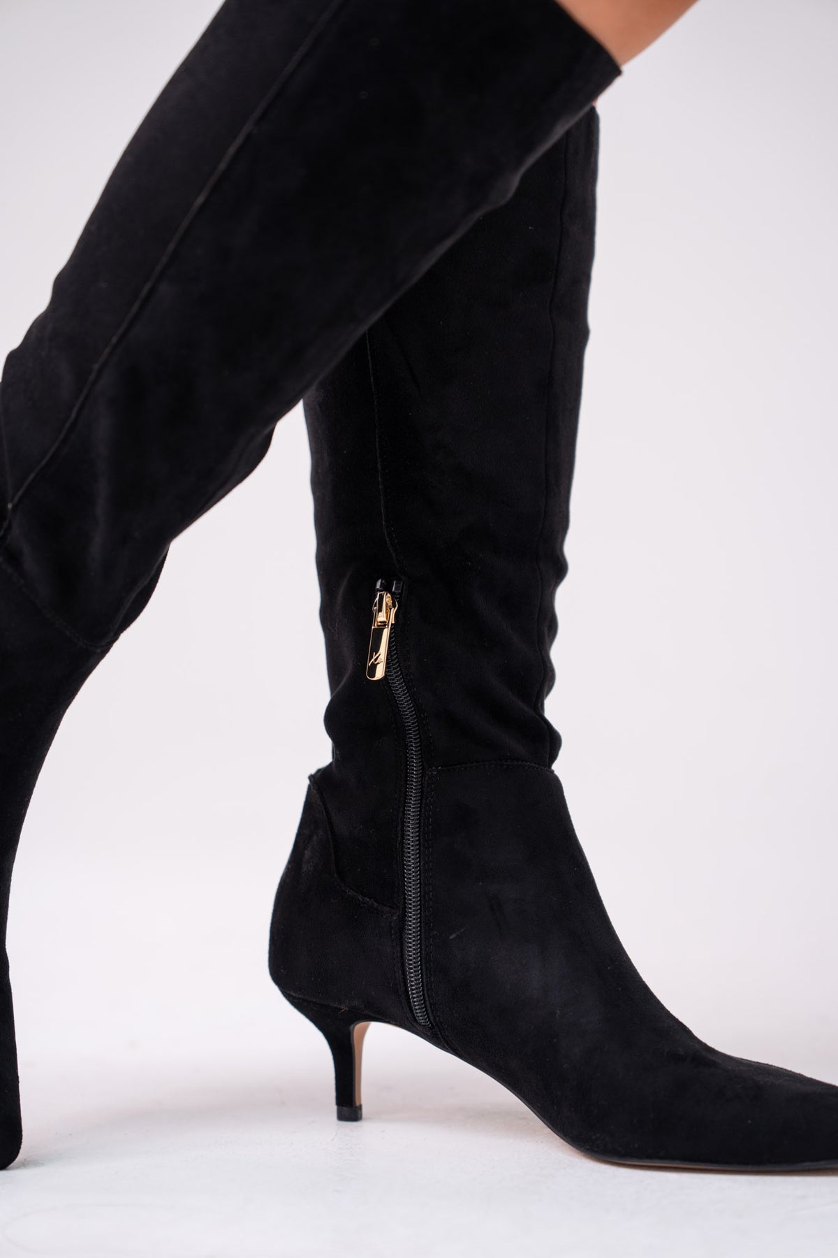 Love Laura Suede Knee Boot In Black