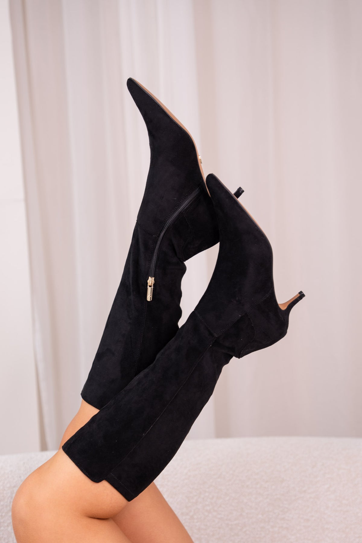 Love Laura Suede Knee Boot In Black