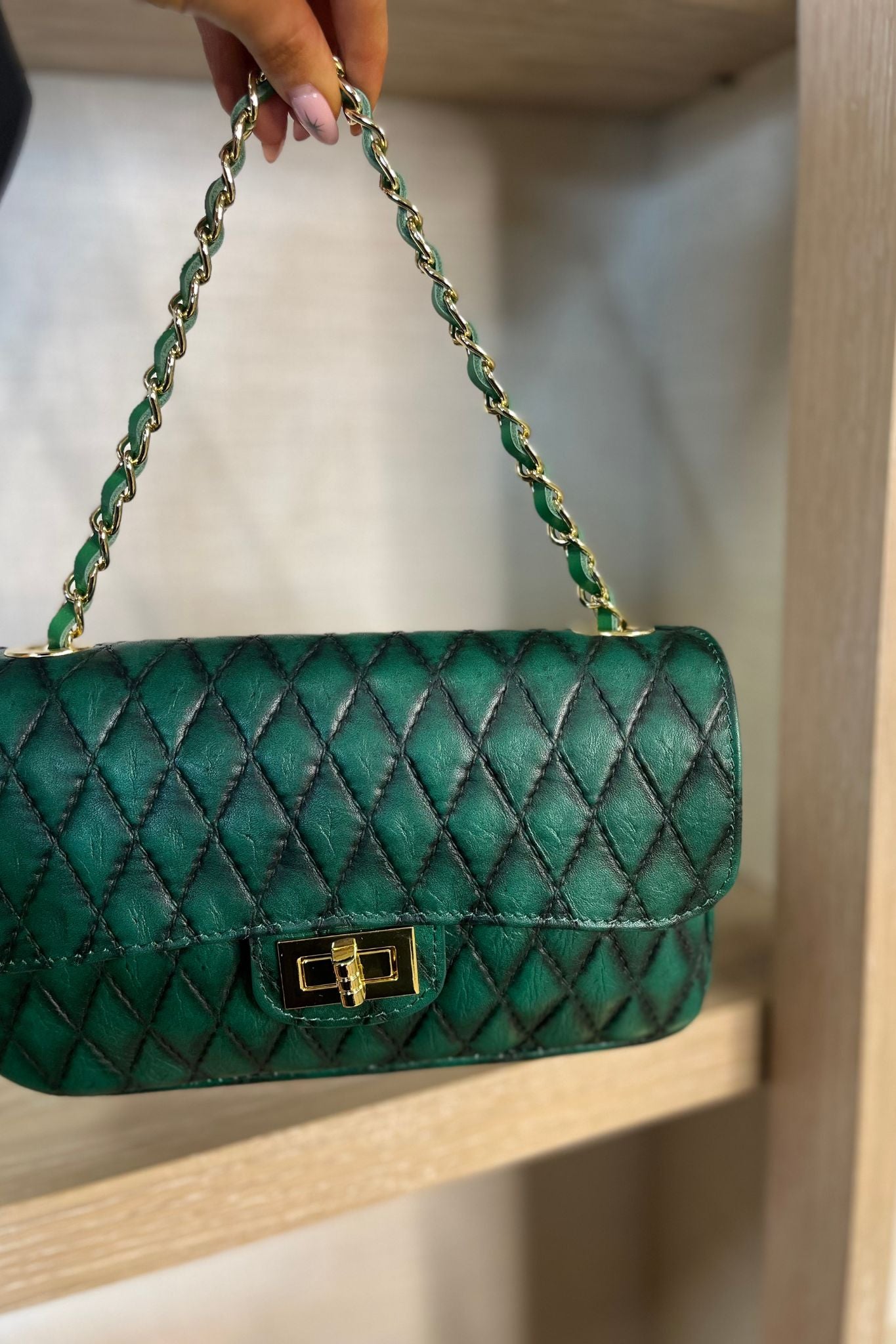 Amber Quilted Bag In Green