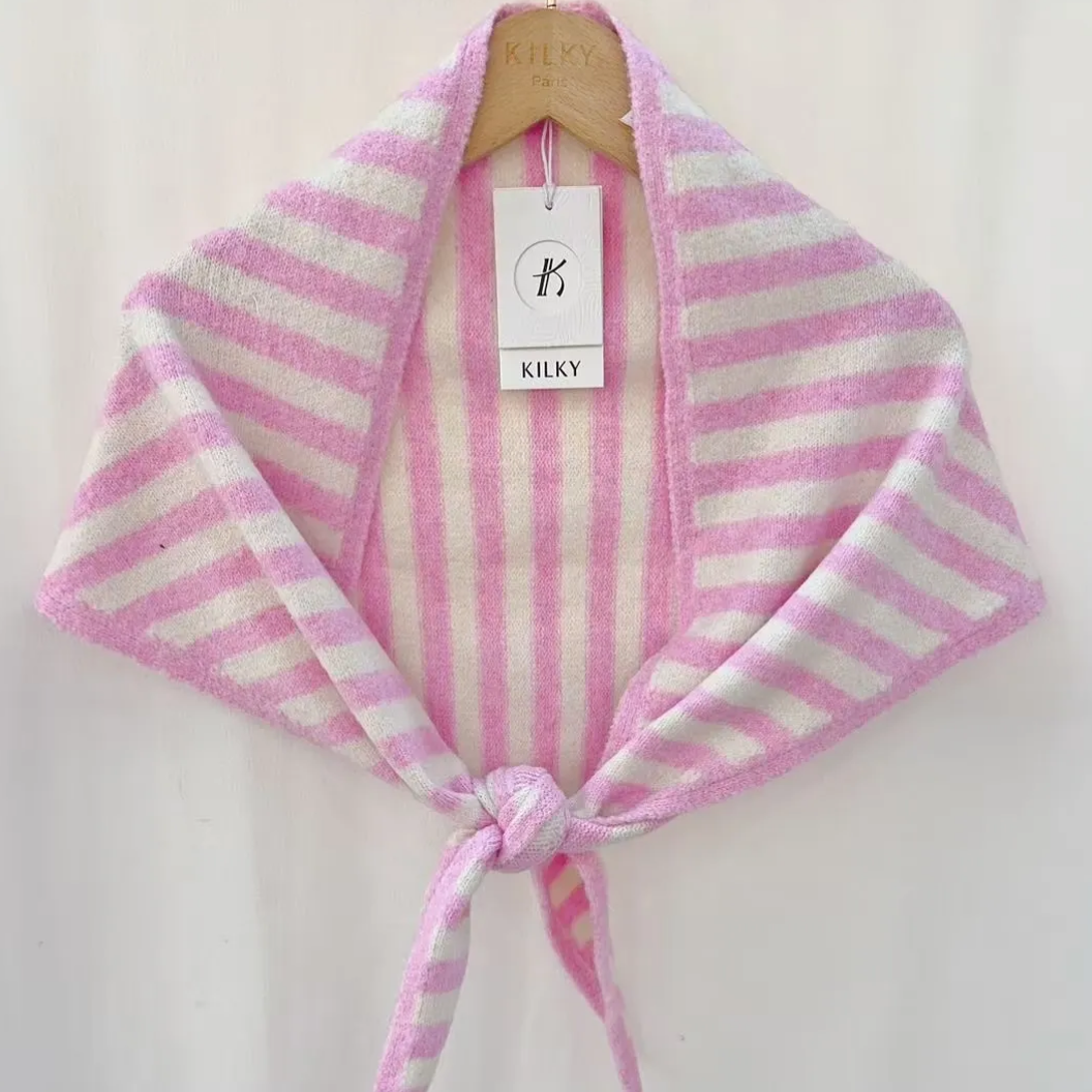 Kendra Stripe Neck Scarf In Rose Mix