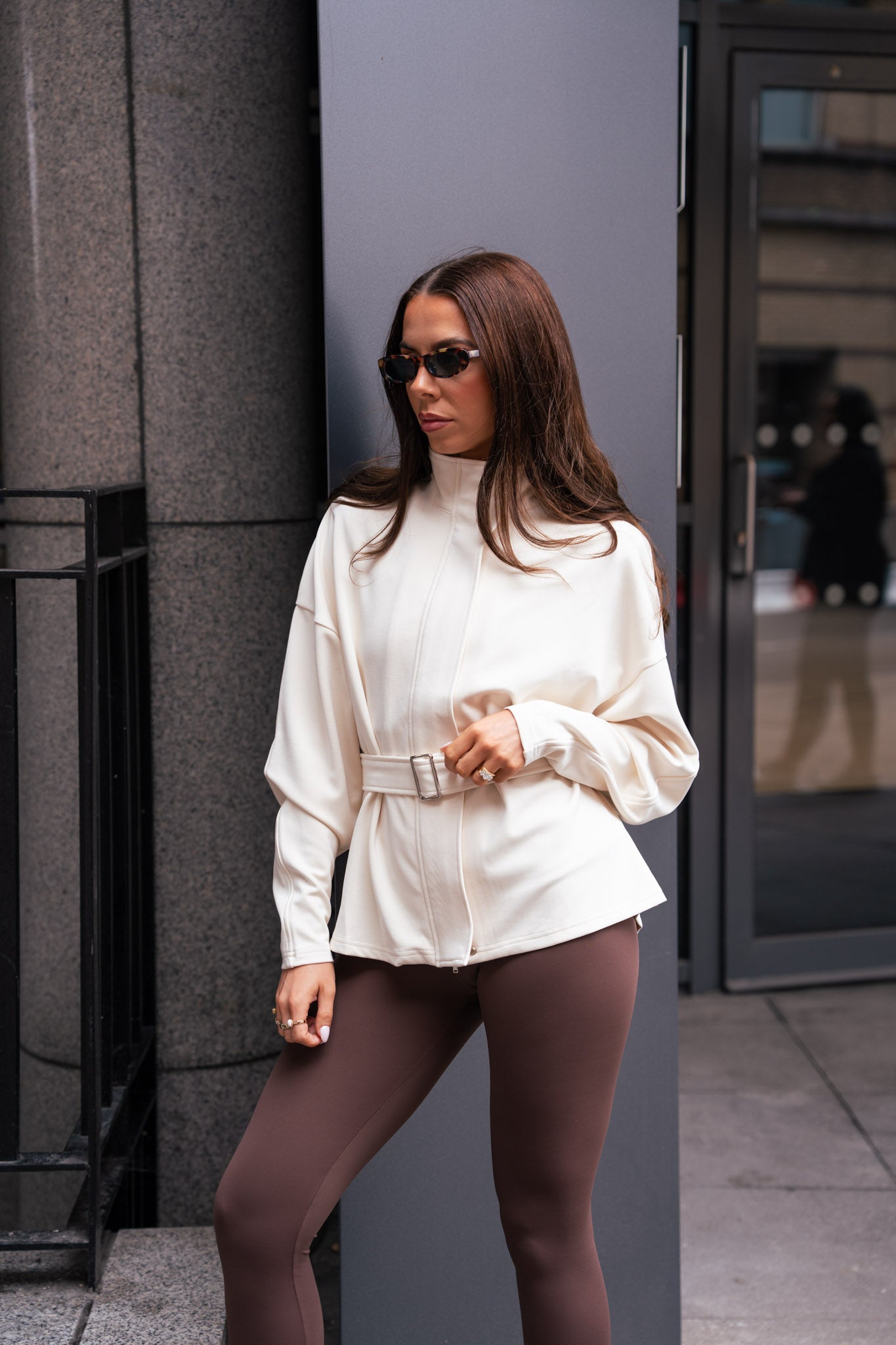 Love Laura Belted Leisure Jacket In Cream