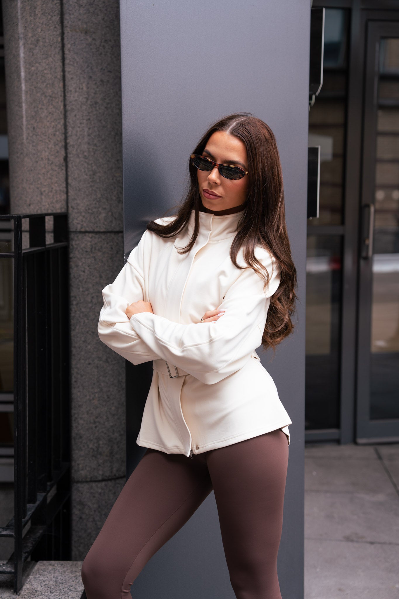Love Laura Belted Leisure Jacket In Cream