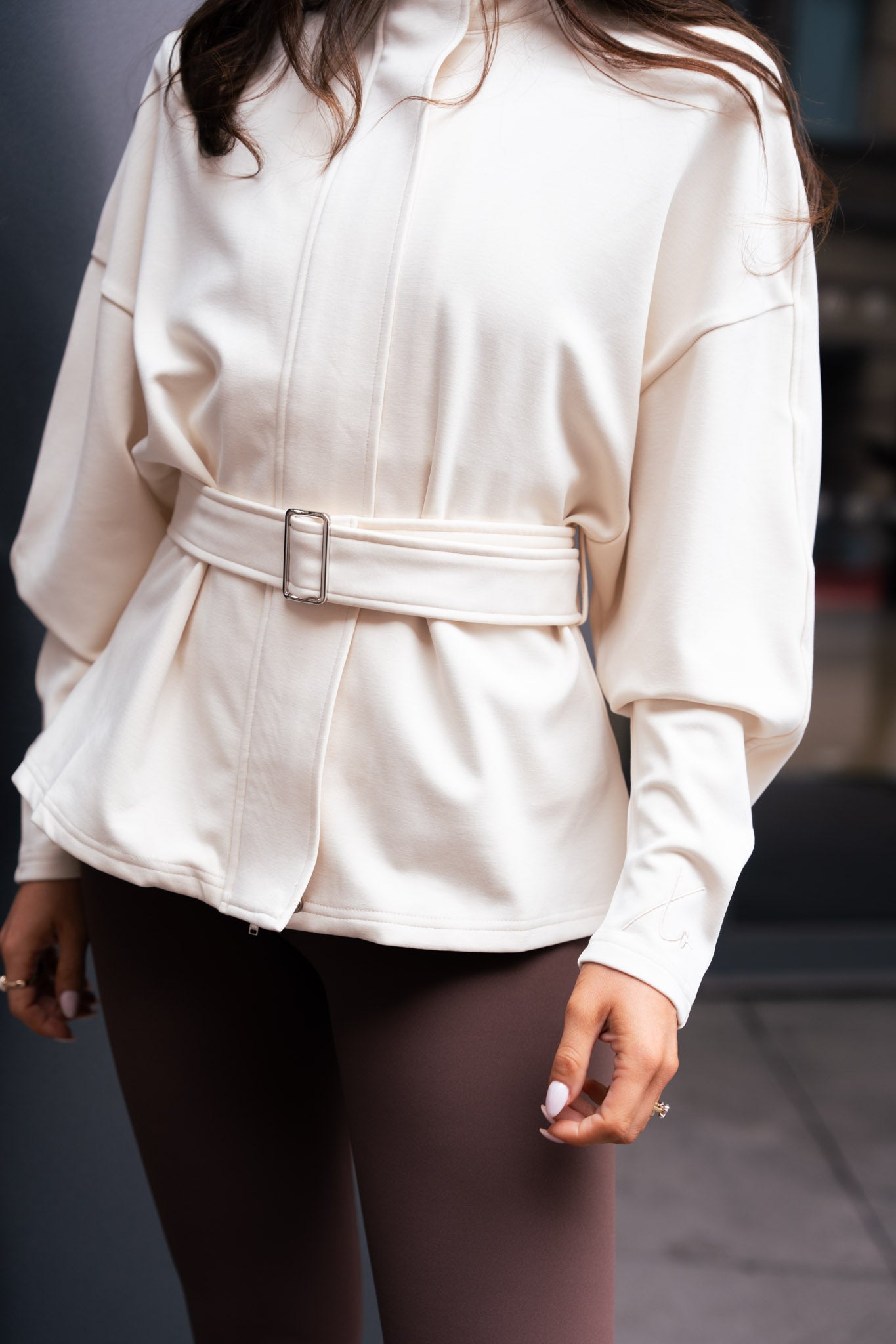 Love Laura Belted Leisure Jacket In Cream