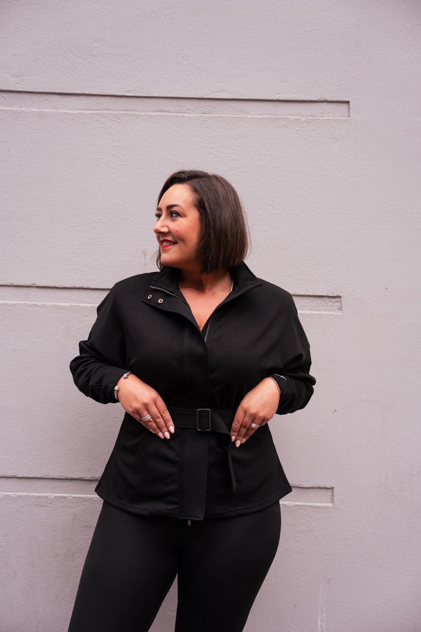 Love Laura Belted Leisure Jacket In Black