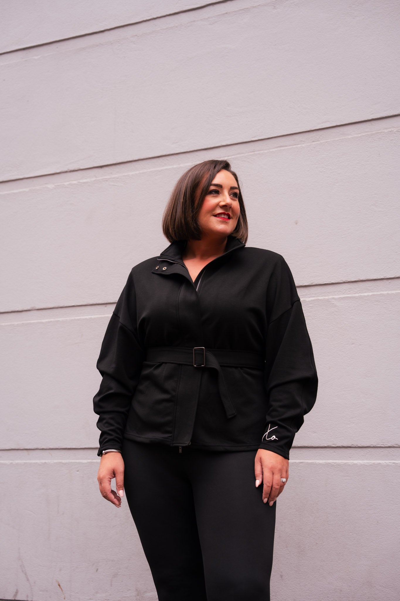 Love Laura Belted Leisure Jacket In Black