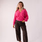 Love Laura Soft Touch V-Neck Jumper In Fuchsia
