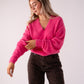 Love Laura Soft Touch V-Neck Jumper In Fuchsia