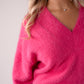 Love Laura Soft Touch V-Neck Jumper In Fuchsia