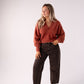 Love Laura Soft Touch V-Neck Jumper In Cinnamon