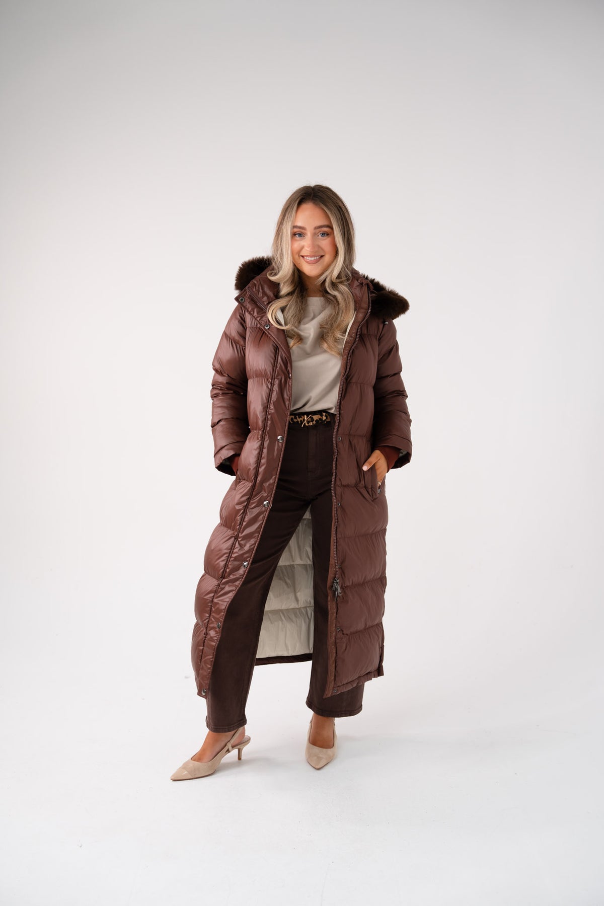 Love Laura Puffa Coat In Chocolate