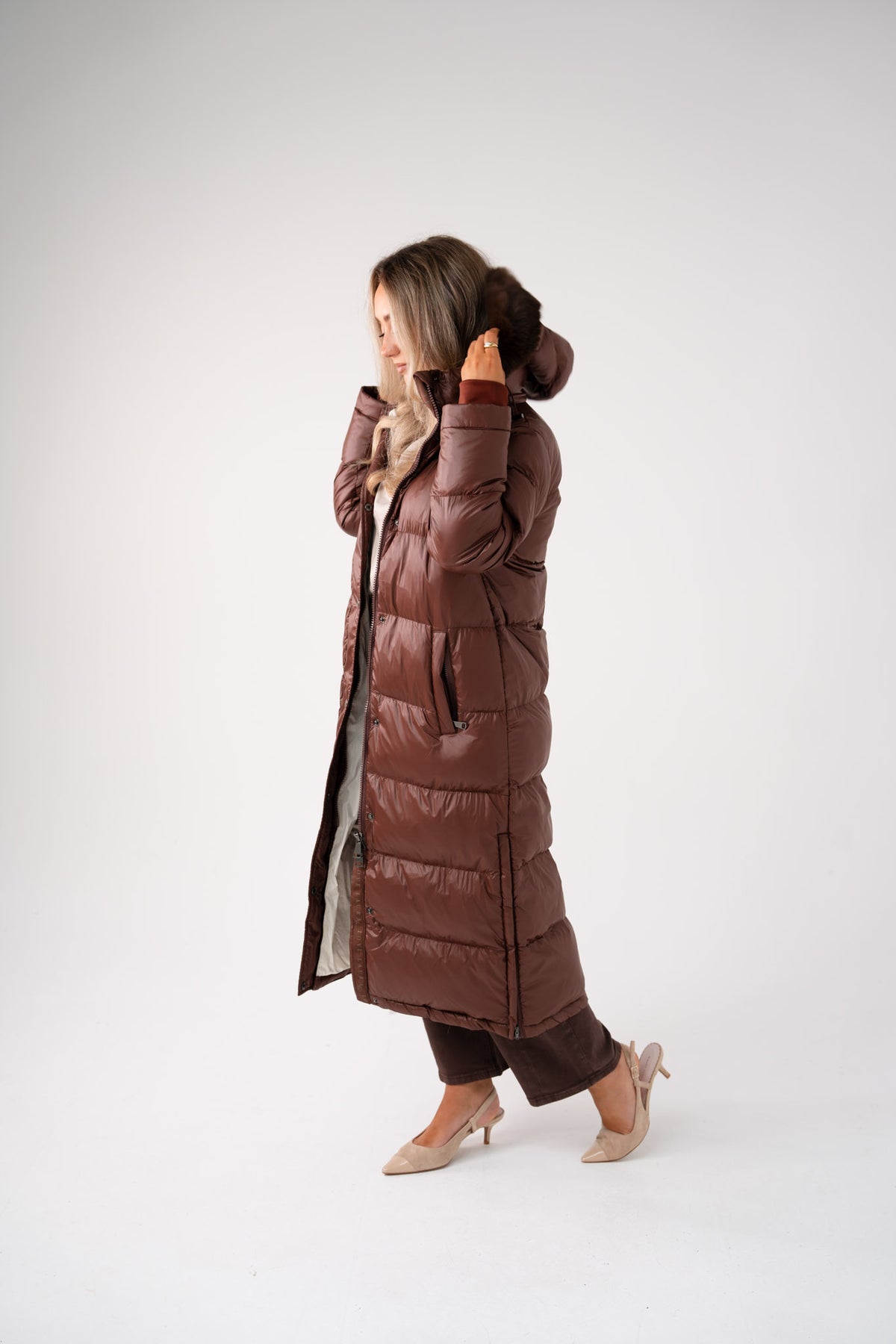Love Laura Puffa Coat In Chocolate