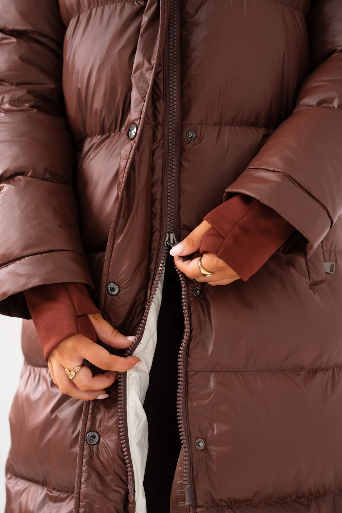 Love Laura Puffa Coat In Chocolate