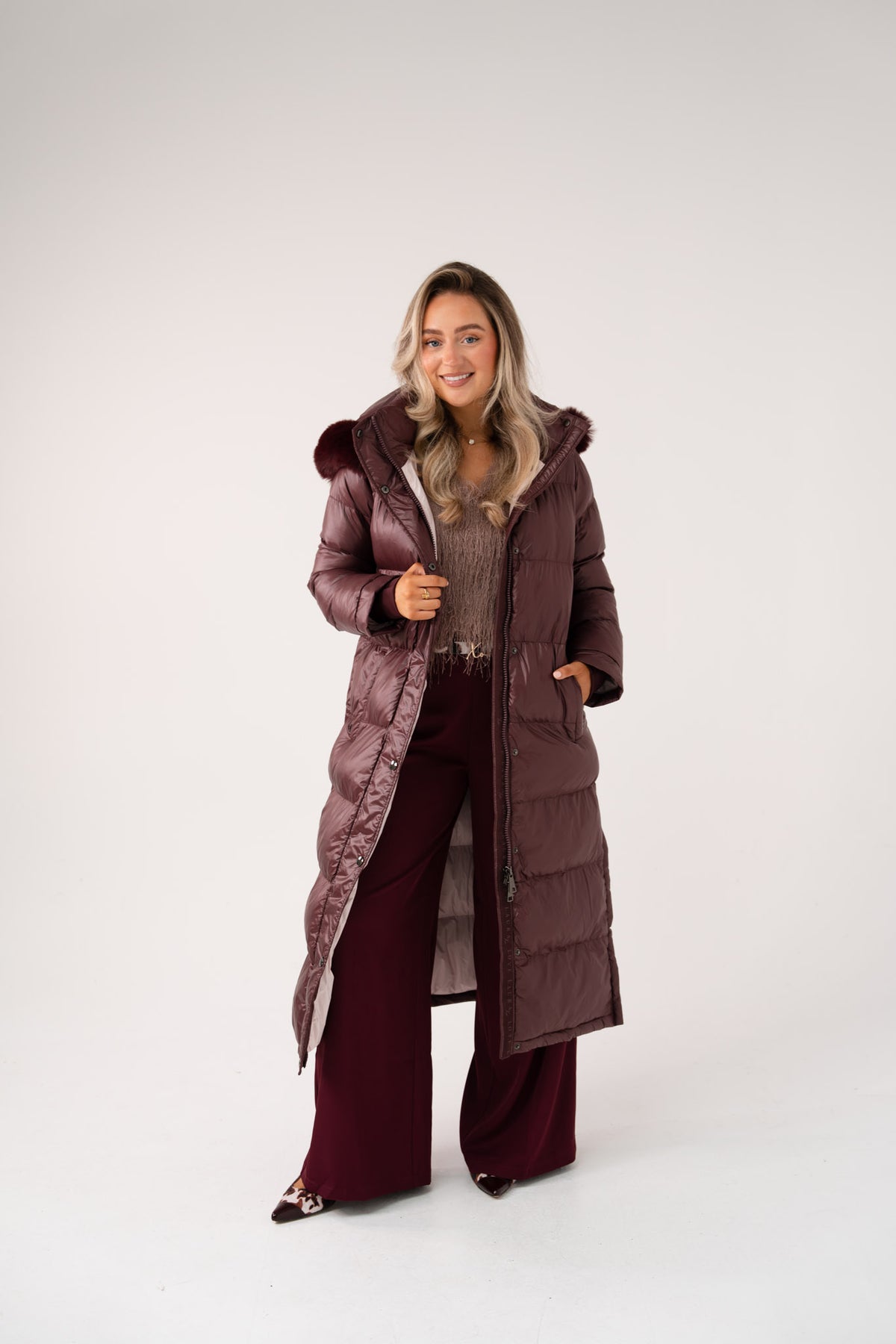 Love Laura Puffa Coat In Plum