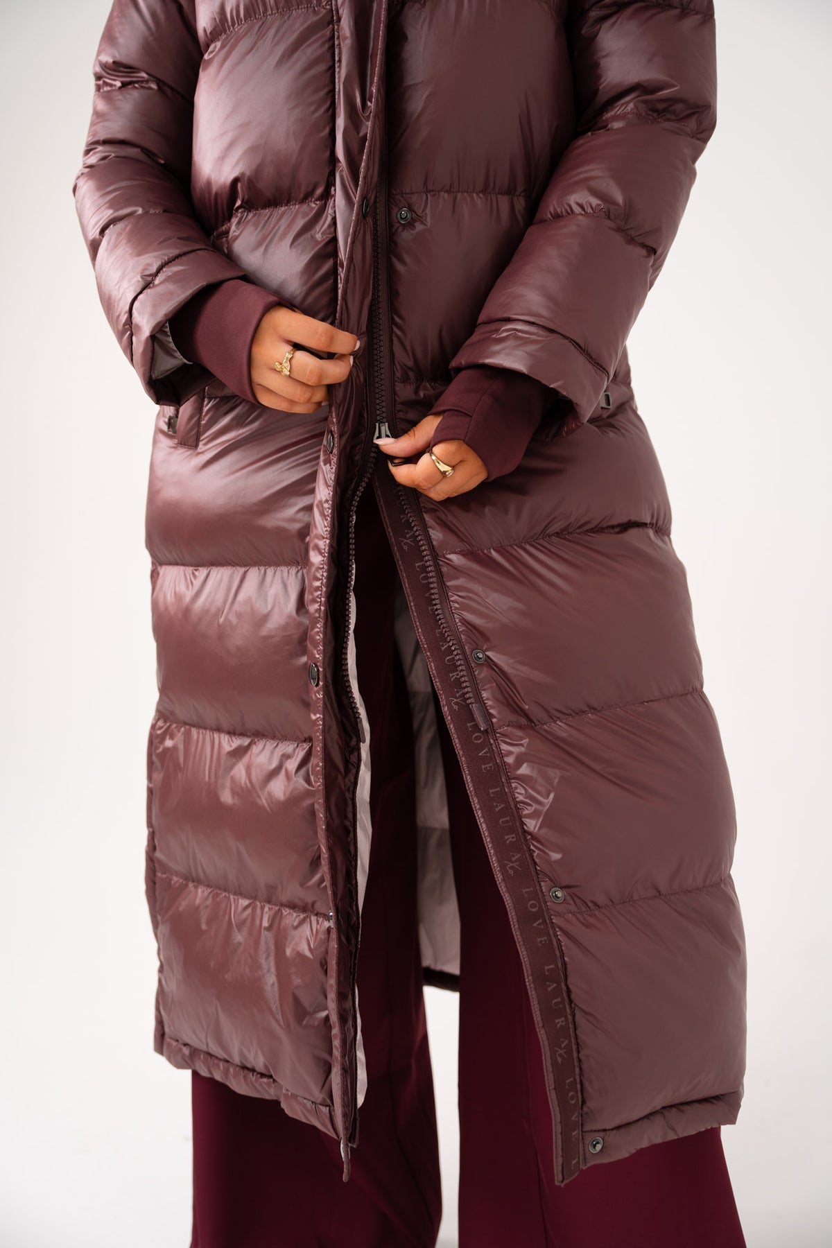 Love Laura Puffa Coat In Plum