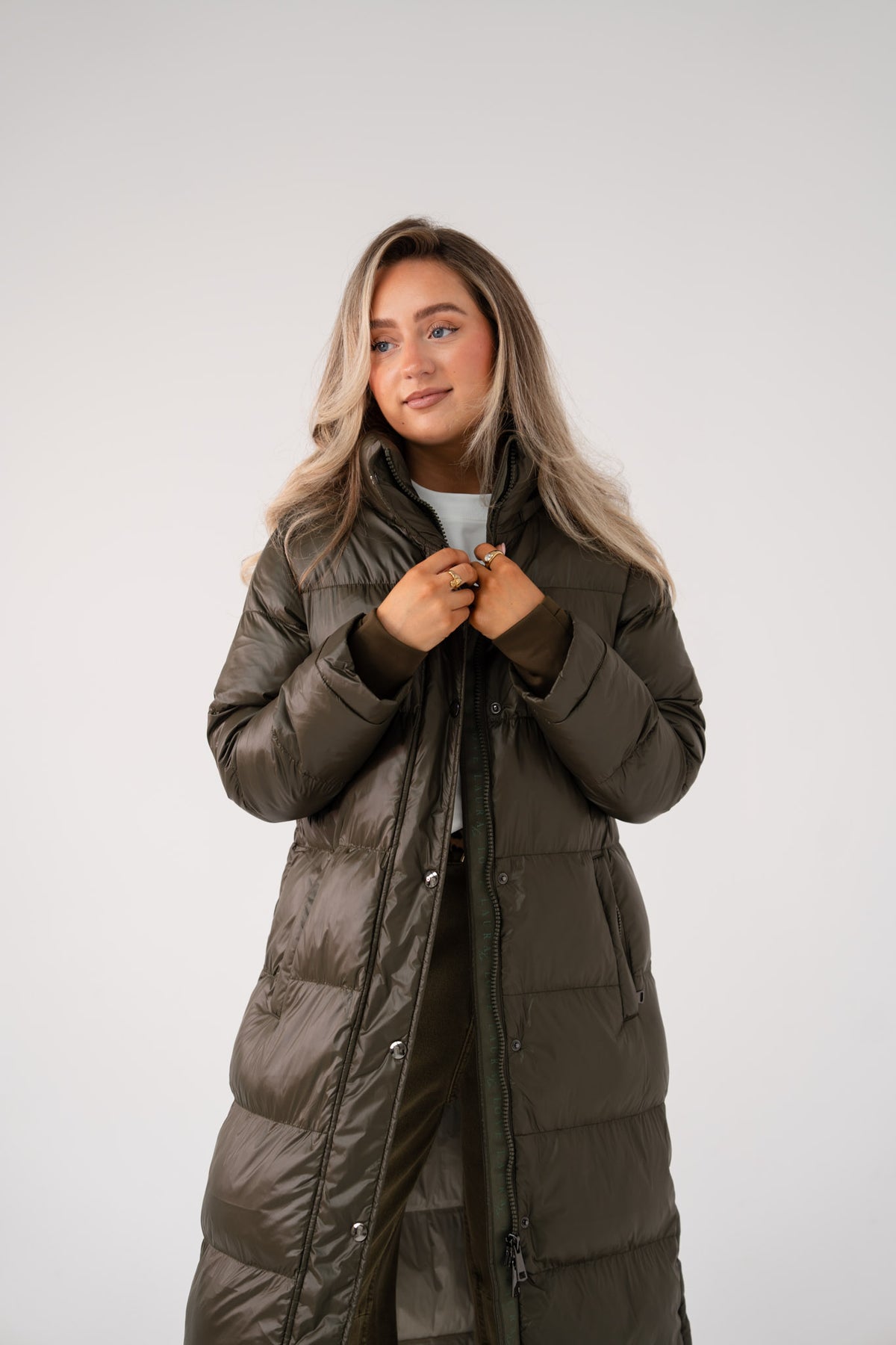 Love Laura Puffa Coat In Khaki