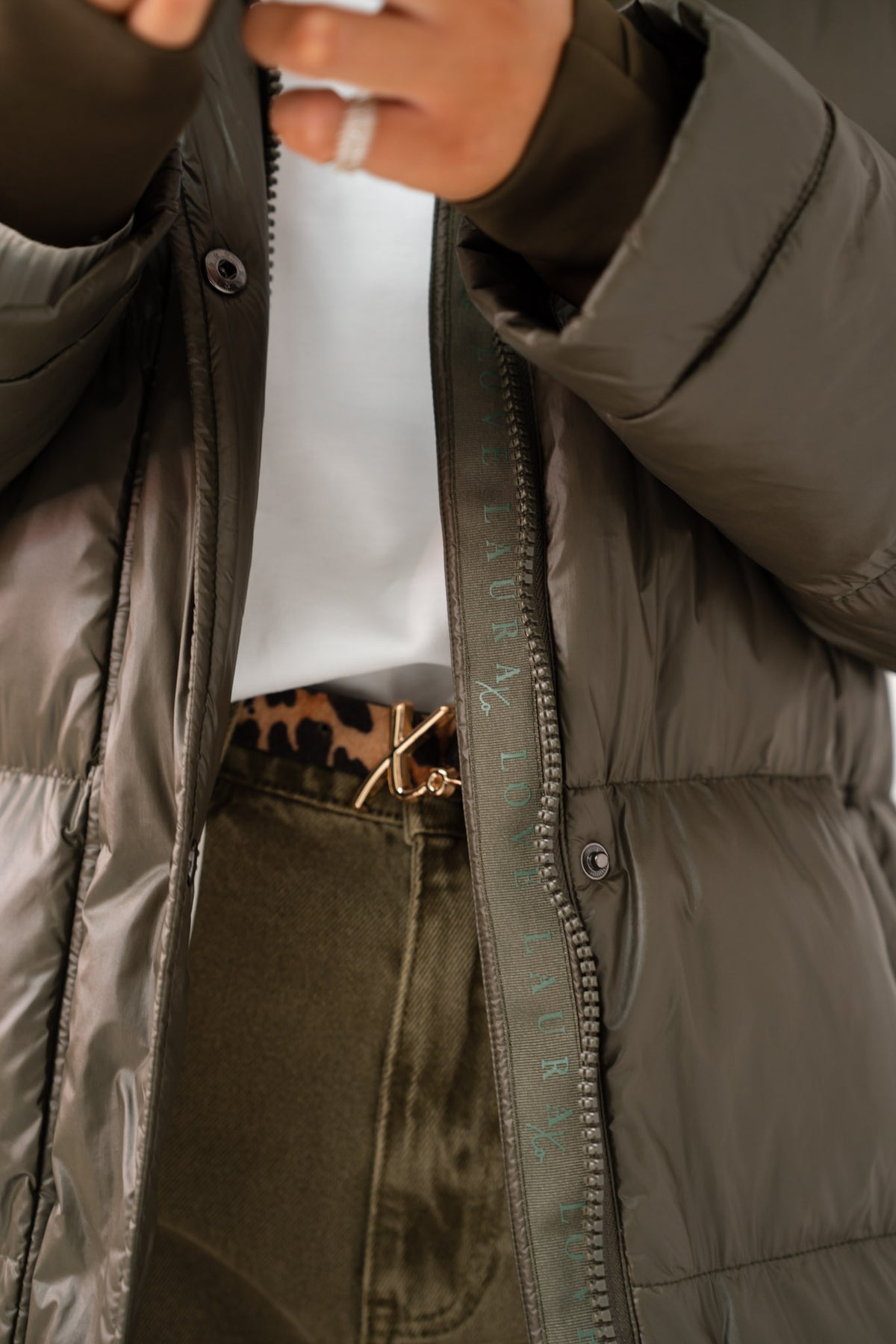 Love Laura Puffa Coat In Khaki