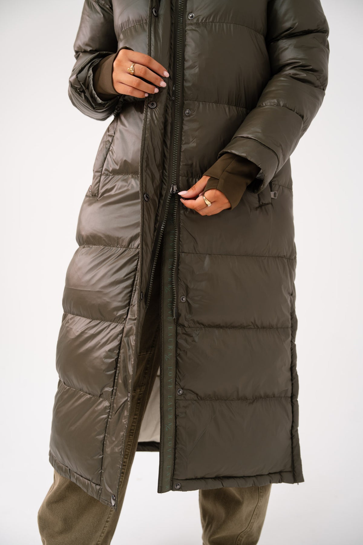 Love Laura Puffa Coat In Khaki
