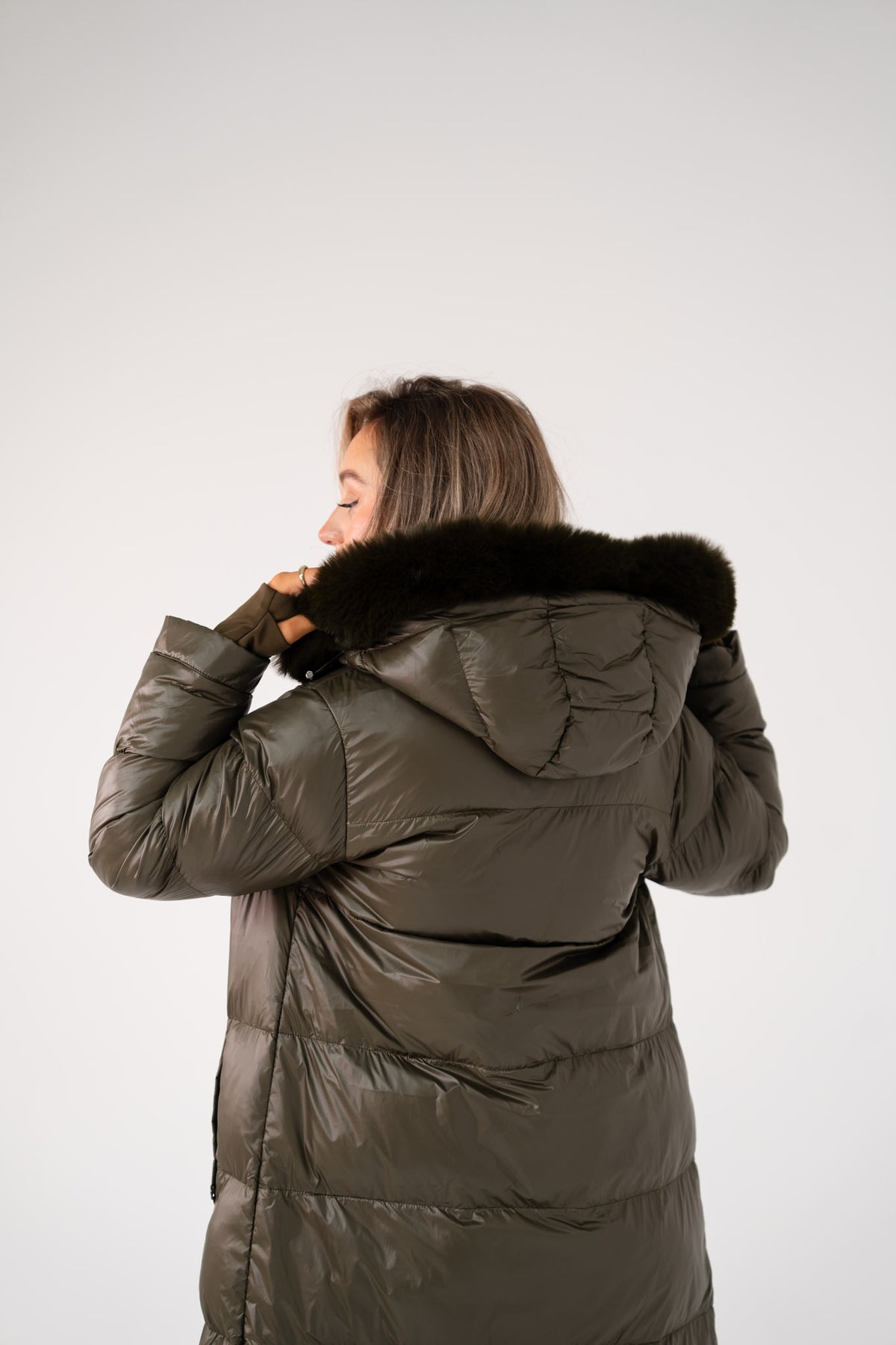 Love Laura Puffa Coat In Khaki