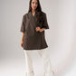 Paige Short Sleeve Blazer In Chocolate