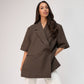 Paige Short Sleeve Blazer In Chocolate