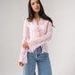 Polly Tie Front Lace Blouse In Pink