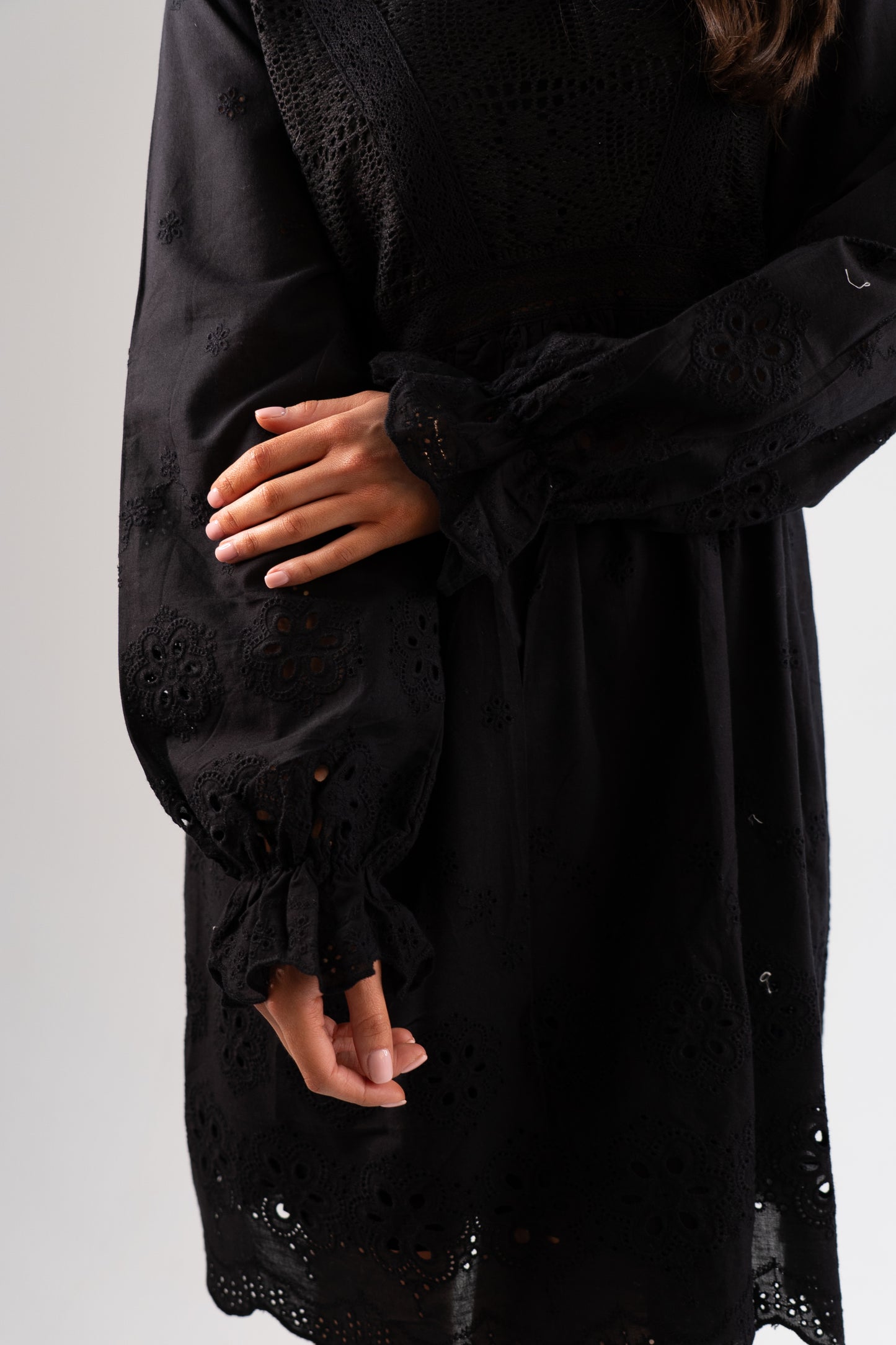 Una Broderie Anglaise Dress In Black