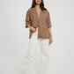 Paige Short Sleeve Linen Blazer In Chocolate