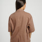 Paige Short Sleeve Linen Blazer In Chocolate