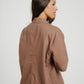 Paige Short Sleeve Linen Blazer In Chocolate