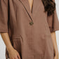Paige Short Sleeve Linen Blazer In Chocolate
