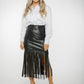 Rachel Fringed Leather Skirt In Black