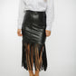 Rachel Fringed Leather Skirt In Black