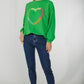 Alaina Embroidered Sweatshirt In Green - The Walk in Wardrobe