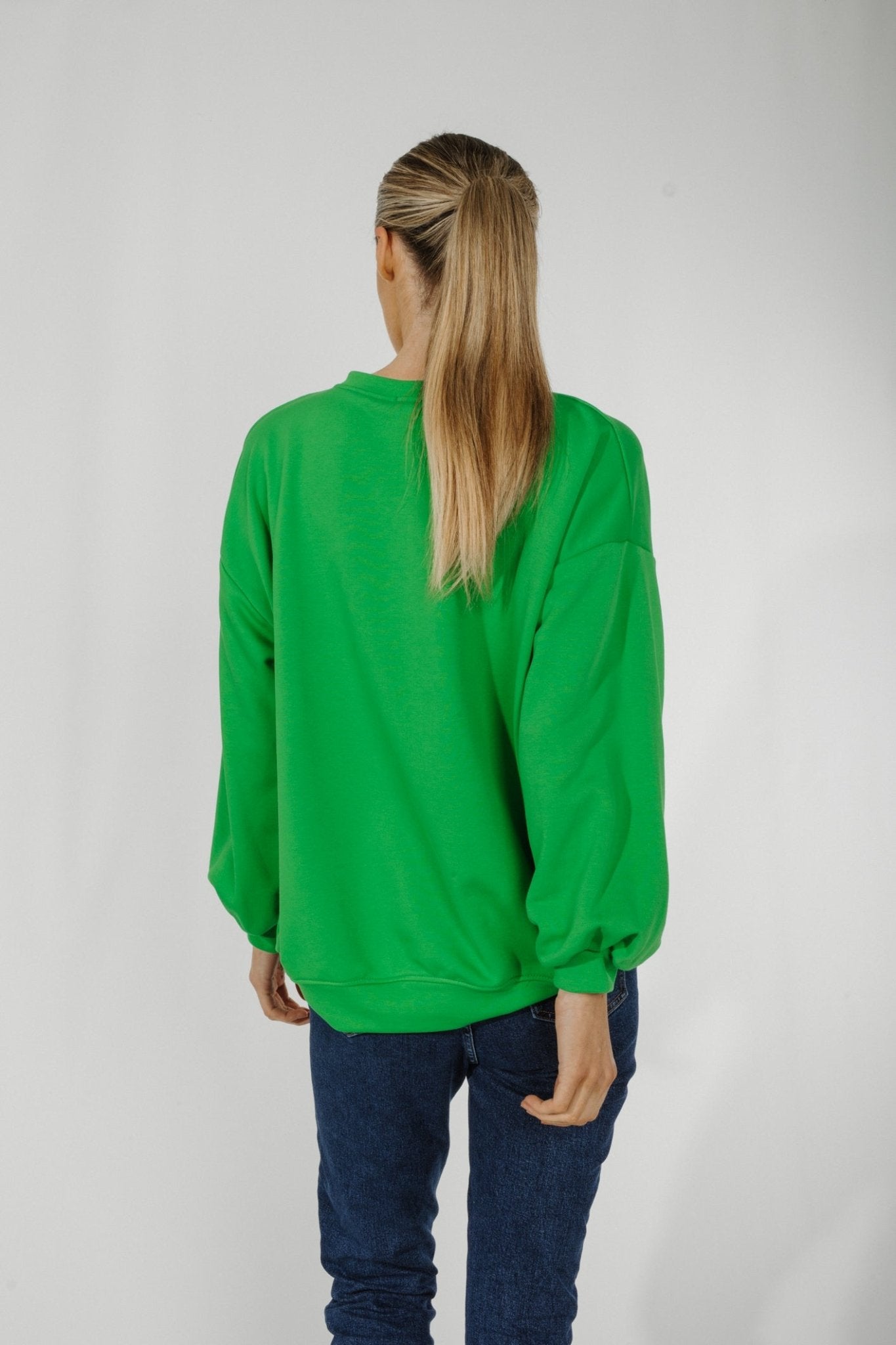 Alaina Embroidered Sweatshirt In Green - The Walk in Wardrobe