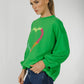 Alaina Embroidered Sweatshirt In Green - The Walk in Wardrobe