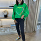 Alaina Embroidered Sweatshirt In Green - The Walk in Wardrobe