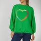 Alaina Embroidered Sweatshirt In Green - The Walk in Wardrobe