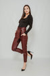 Alana Faux Leather Trousers In Burgundy - The Walk in Wardrobe