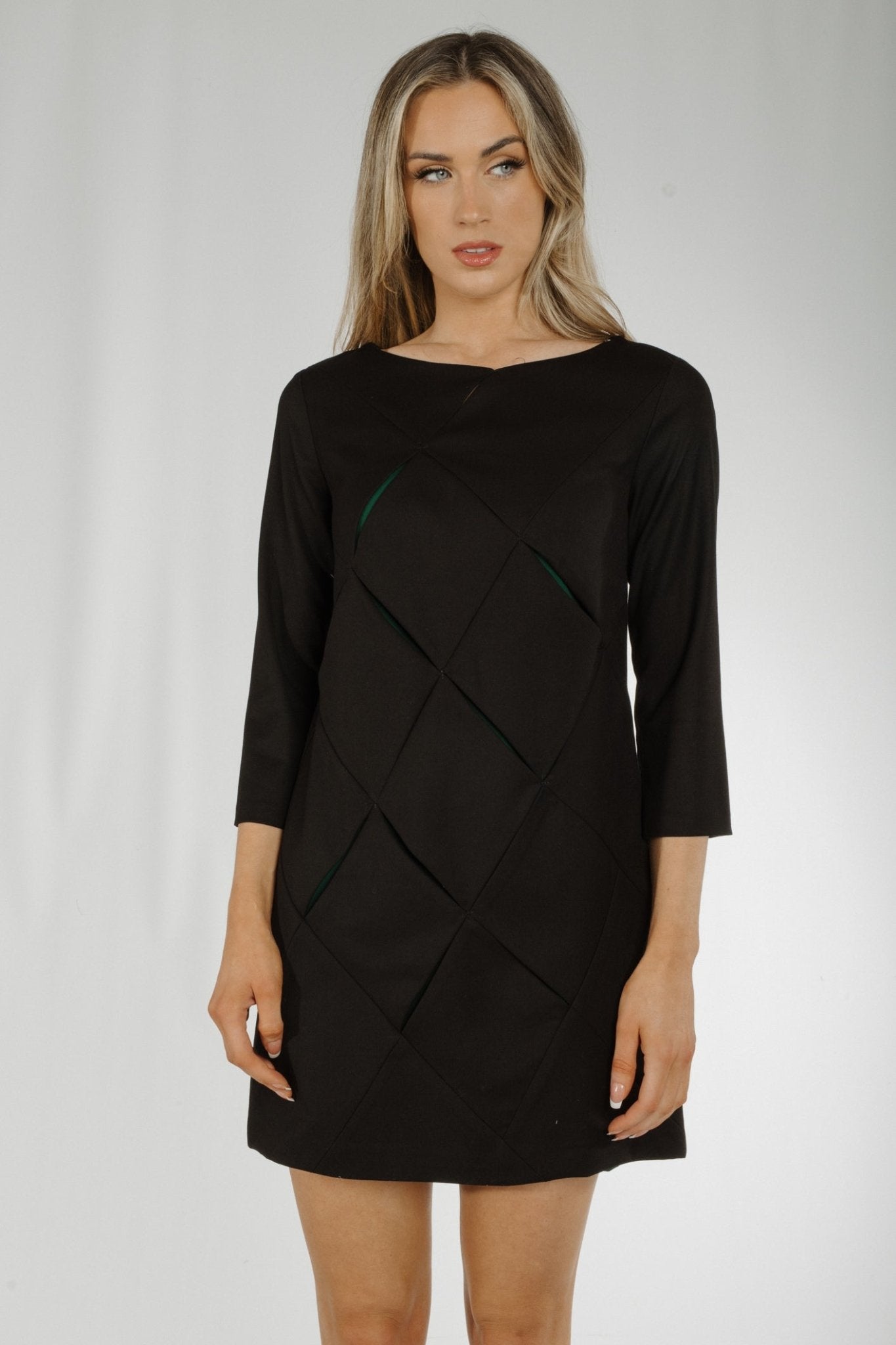Alana Geometric Midi Dress In Black - The Walk in Wardrobe