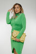 Alana High Neck Ruched Dress In Green - The Walk in Wardrobe