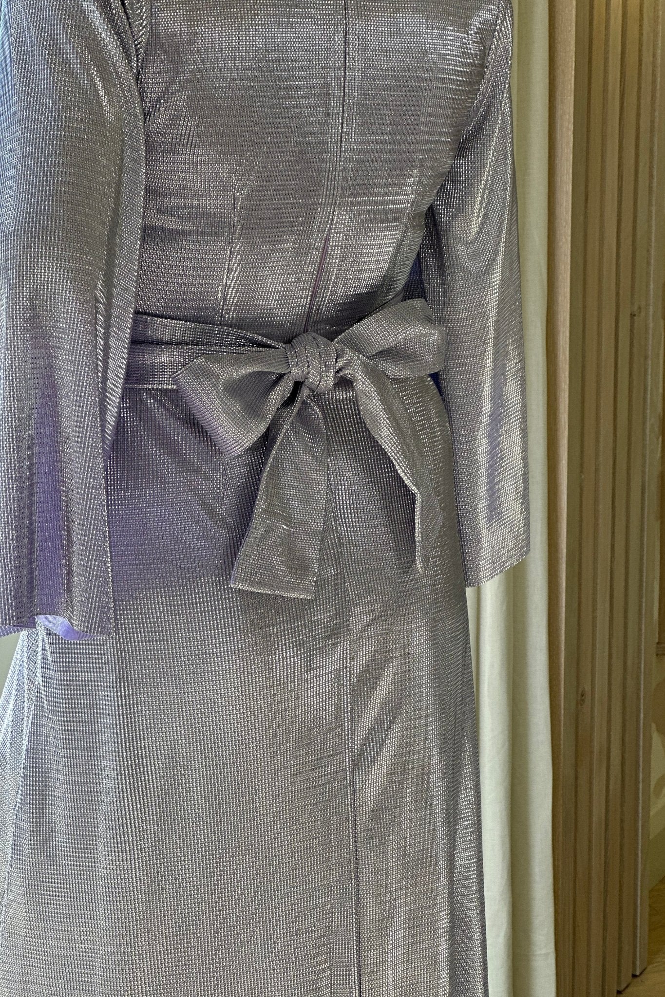 Alana Metallic Wrap Dress In Lilac - The Walk in Wardrobe
