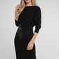 Alana Off Shoulder Midi Dress In Black - The Walk in Wardrobe